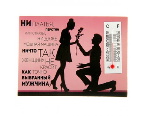 Магнит с термометром "Ни платья, перстни или стразы", 9,5х7 см